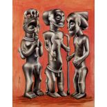 Tsham Mateng (Congolese, born 1963) A study of three wooden figures