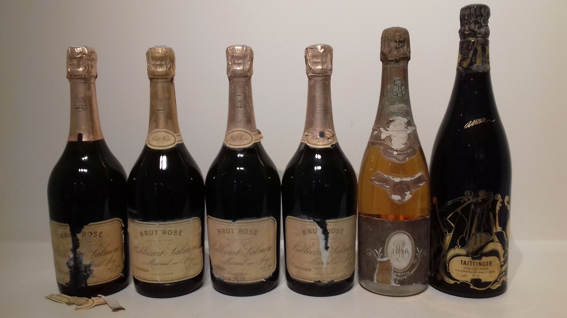 Taittinger Artist Collection, Arman 1981 (1) Louis Roederer Cristal 1986 (1) Billecart-Salmon Ros...