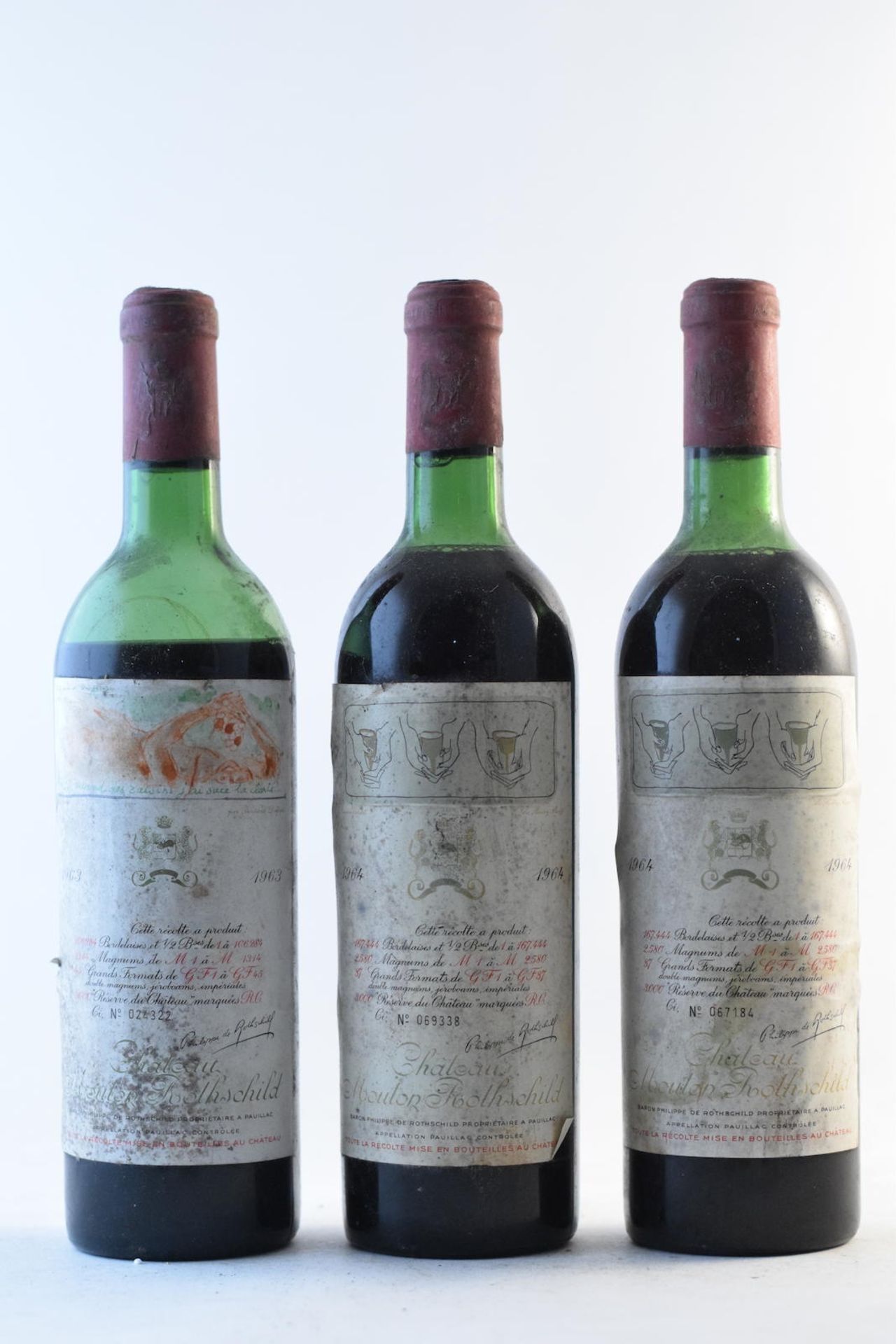 Château Mouton Rothschild 1963 (1) Château Mouton Rothschild 1964, Pauillac 1er Grand Cru Classé (2)