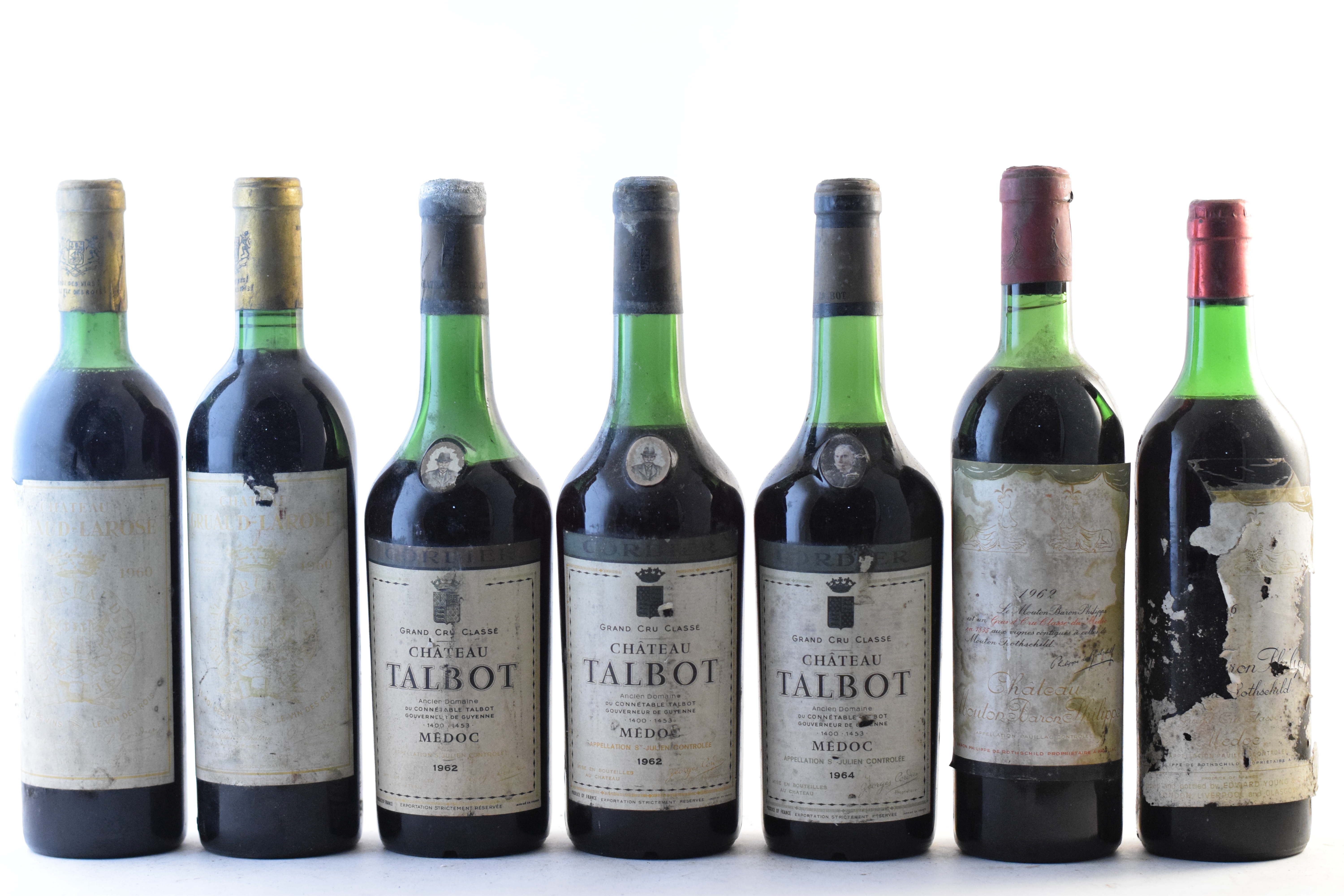 Château Gruaud Larose 1960, St Julien 2me Cru Classé (2) Château Talbot 1962 (2) Château Talbot 1...