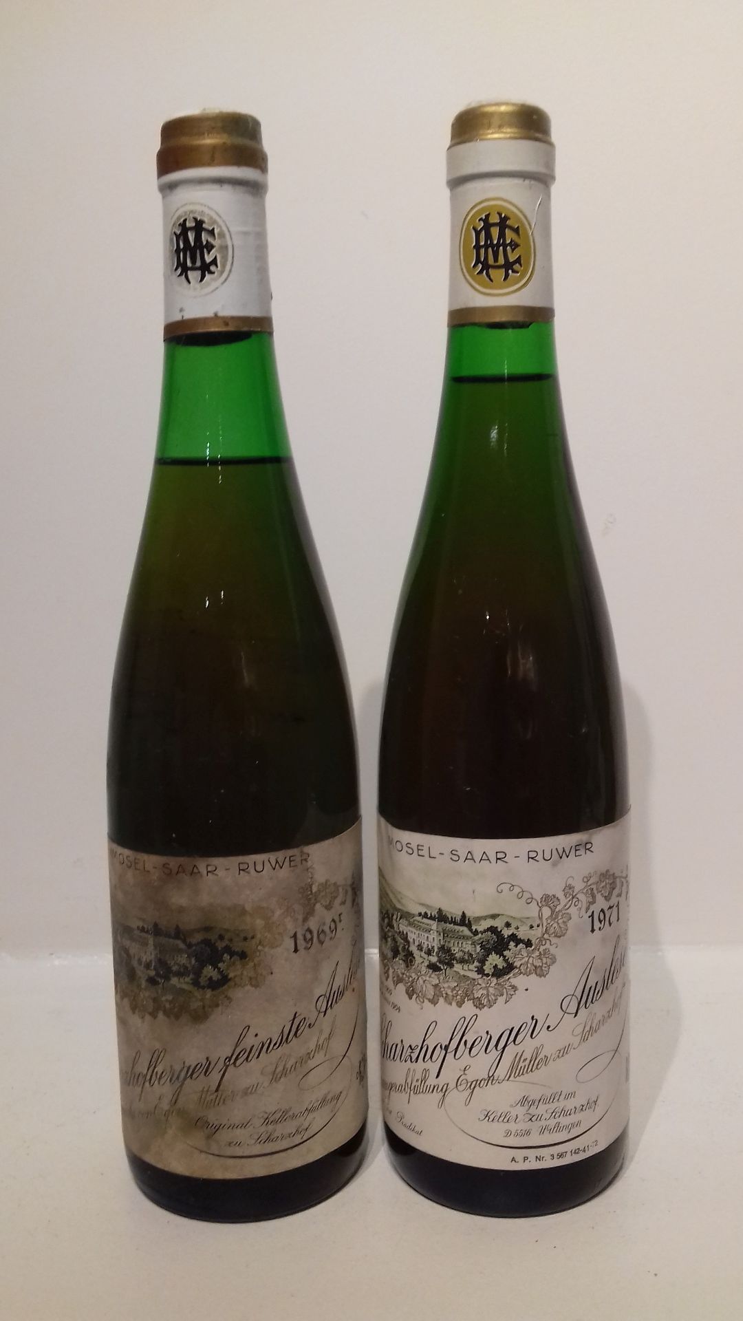 Scharzhofberger Riesling Feinste Auslese 1969 (1) Scharzhofberger Riesling Auslese 1971, Egon Mul...