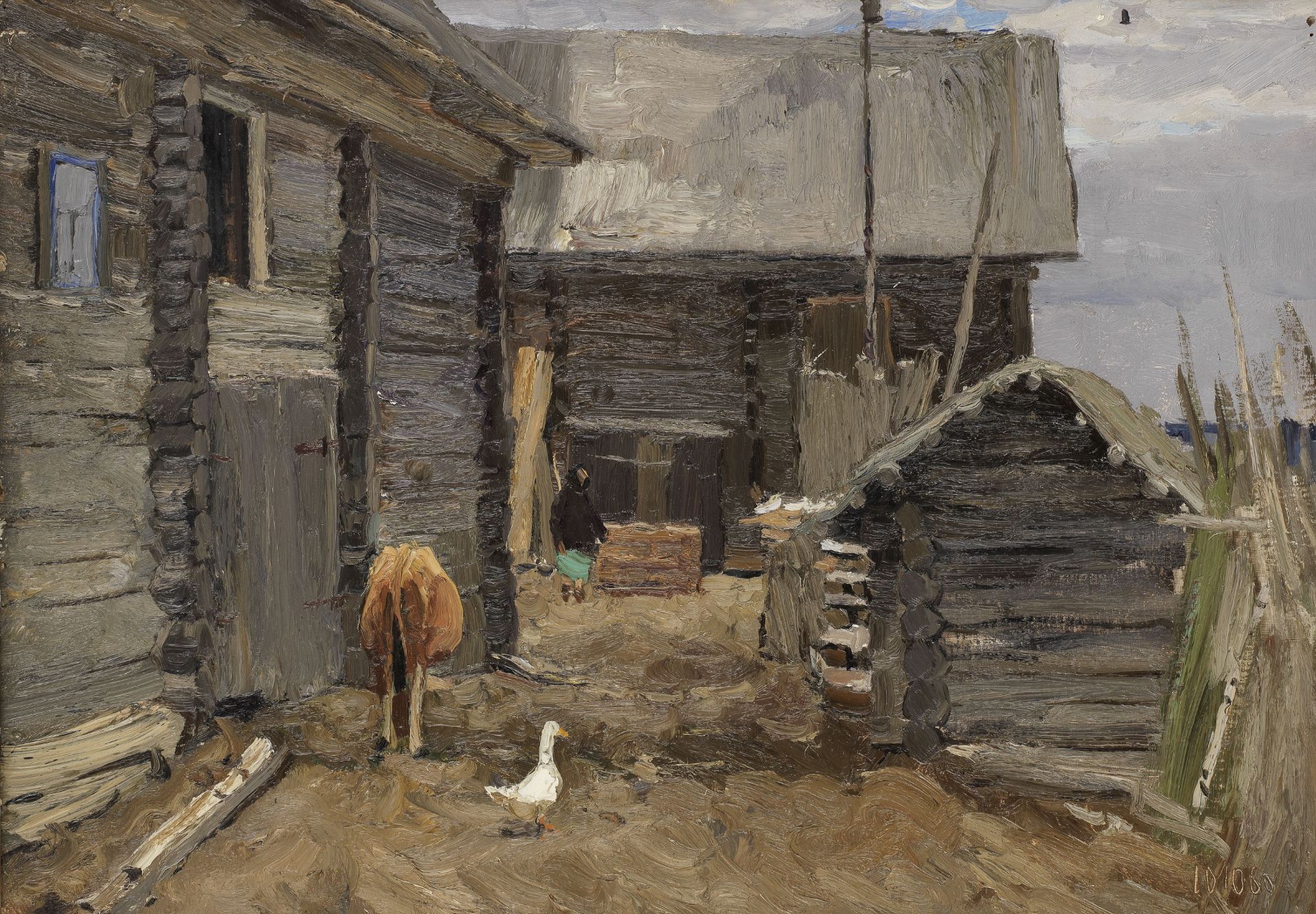 Vladimir Feodorovitch Stozharov (Russian, 1926-1973) Village yard in Yankovo