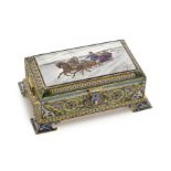 A silver-gilt and enamel pictorial casket11th Artel, Moscow, 1908-1917