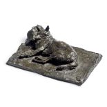 Paolo Troubetzkoy, Sleeping dog, bronze, 1904, signed and dated, cm 18x24