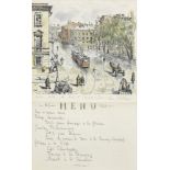 Nikolai Alexandrovich Benois (Russian, 1901-1988) A St. Petersburg menu, 1923 32.8 x 20.7cm (12 1...