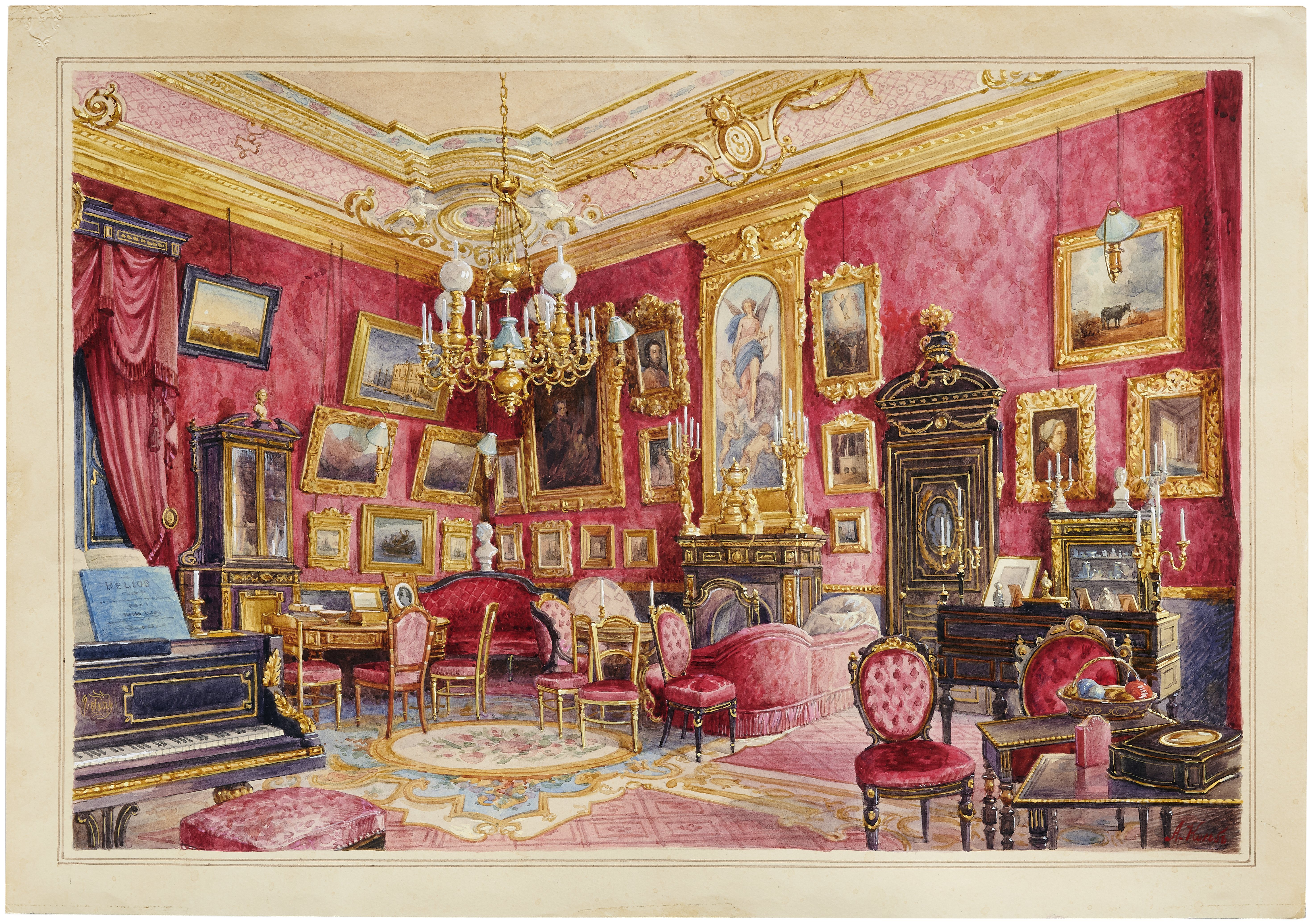 Aleksander Kolb (Russian, 1819-1887) Palace Interior unframed