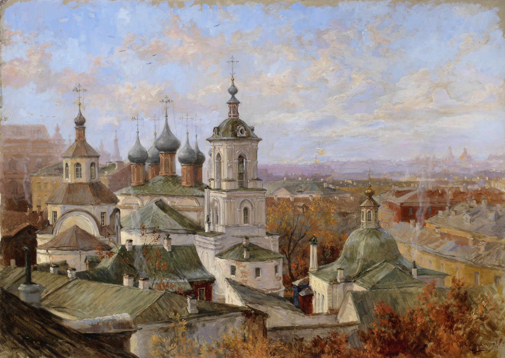Nikolay Vasilievich Dosekin (1863-1935) View of The Chrysostom Monastery in Moscow unframed