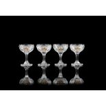 Four glass champagne coupes from the Imperial Banquet serviceImperial Glass Factory, St. Petersbu...