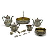 An important and elaborate silver-gilt and enamel tea and coffee service Pavel Ovchinnikov under ...