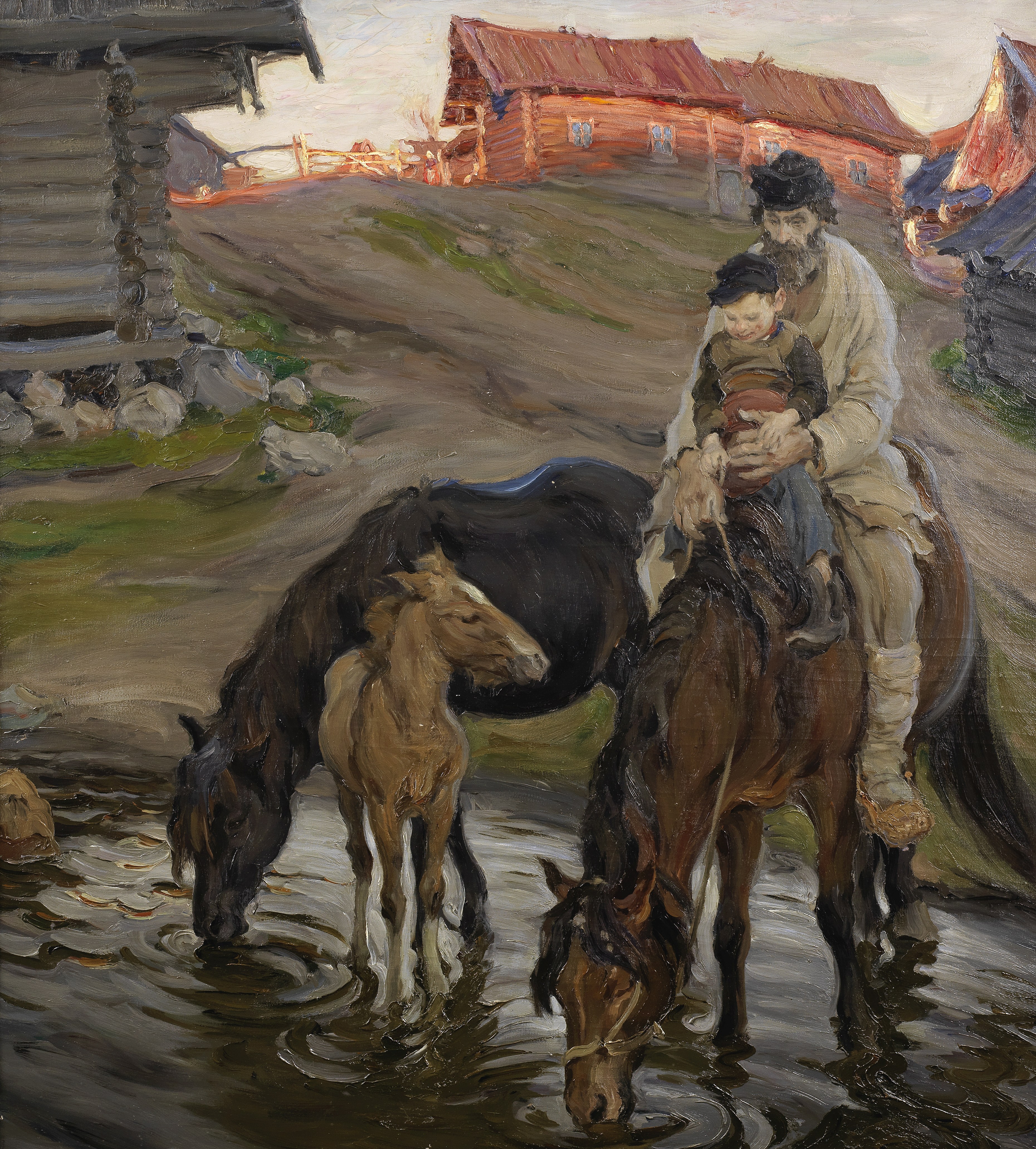 Alexandr Victorovich Moravov (Russian, 1878-1951) 'At the watering place'