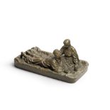 A BRONZE GROUP OF COSSACK LOVERS PICNICKING after the model by Grachev, Woerffel Foundry length: ...