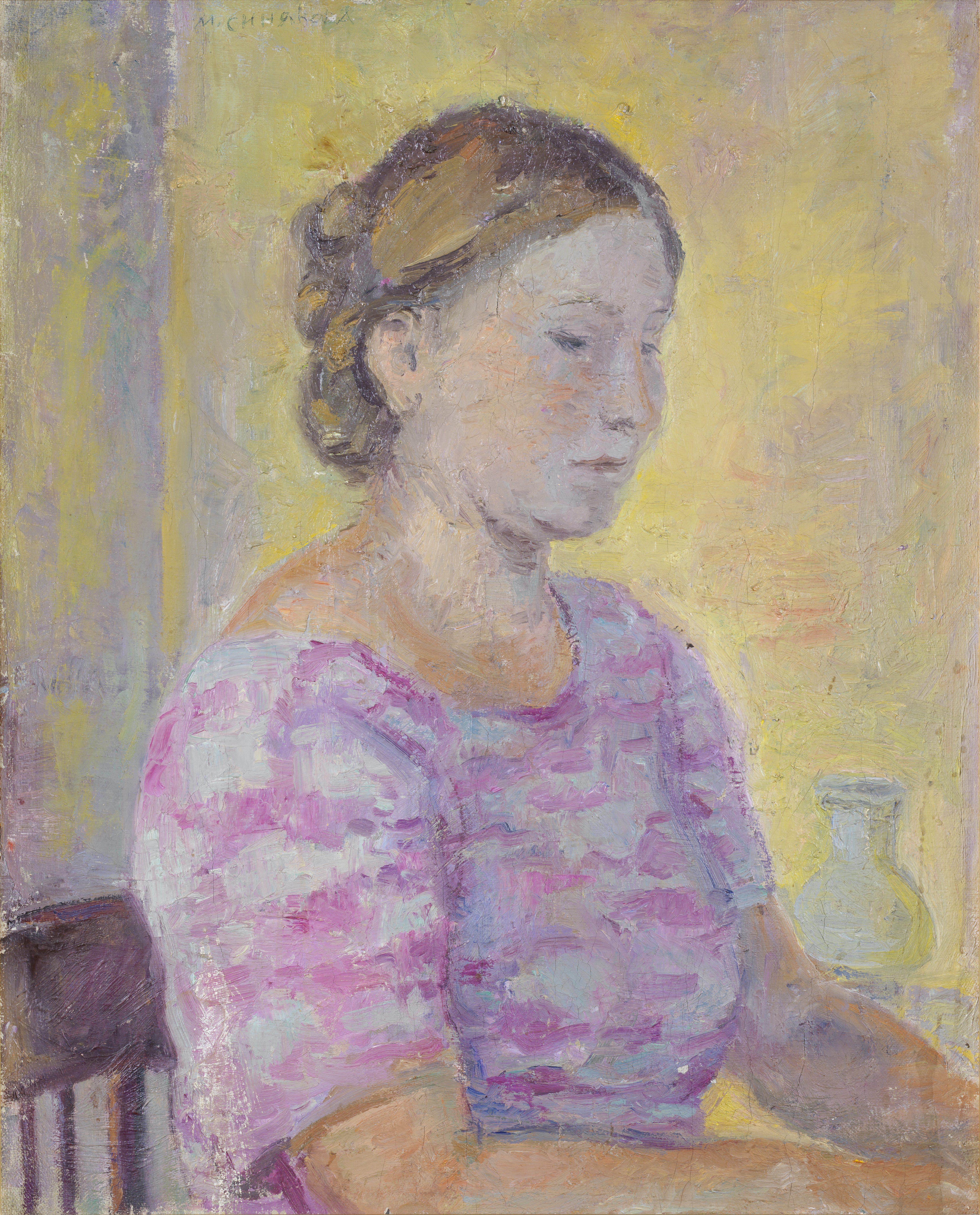 Maria Mikhailovna Siniakova (Russian, 1898-1989) Portrait of the artist's sister Ksenia Aseeva (S...