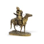 A Russian bronze equestrian group of 'The Cossack's Farewell'cast by Chopin after the model by Ev...
