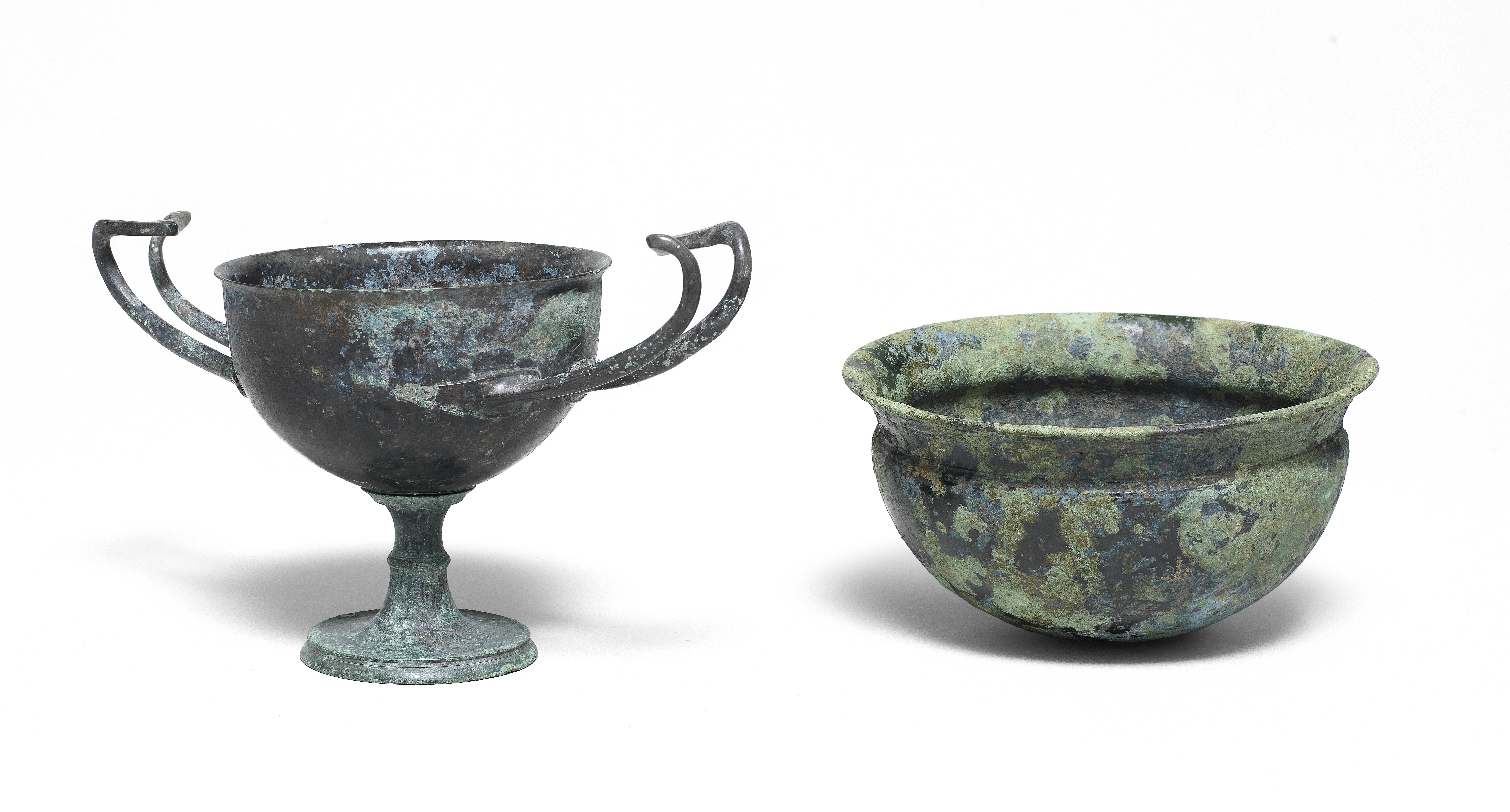 A Greek bronze kantharos and a Greek bronze bowl 2