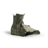 A large Roman bronze sandaled foot