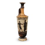 An Attic black-figure white-ground lekythos of 'chimney' type