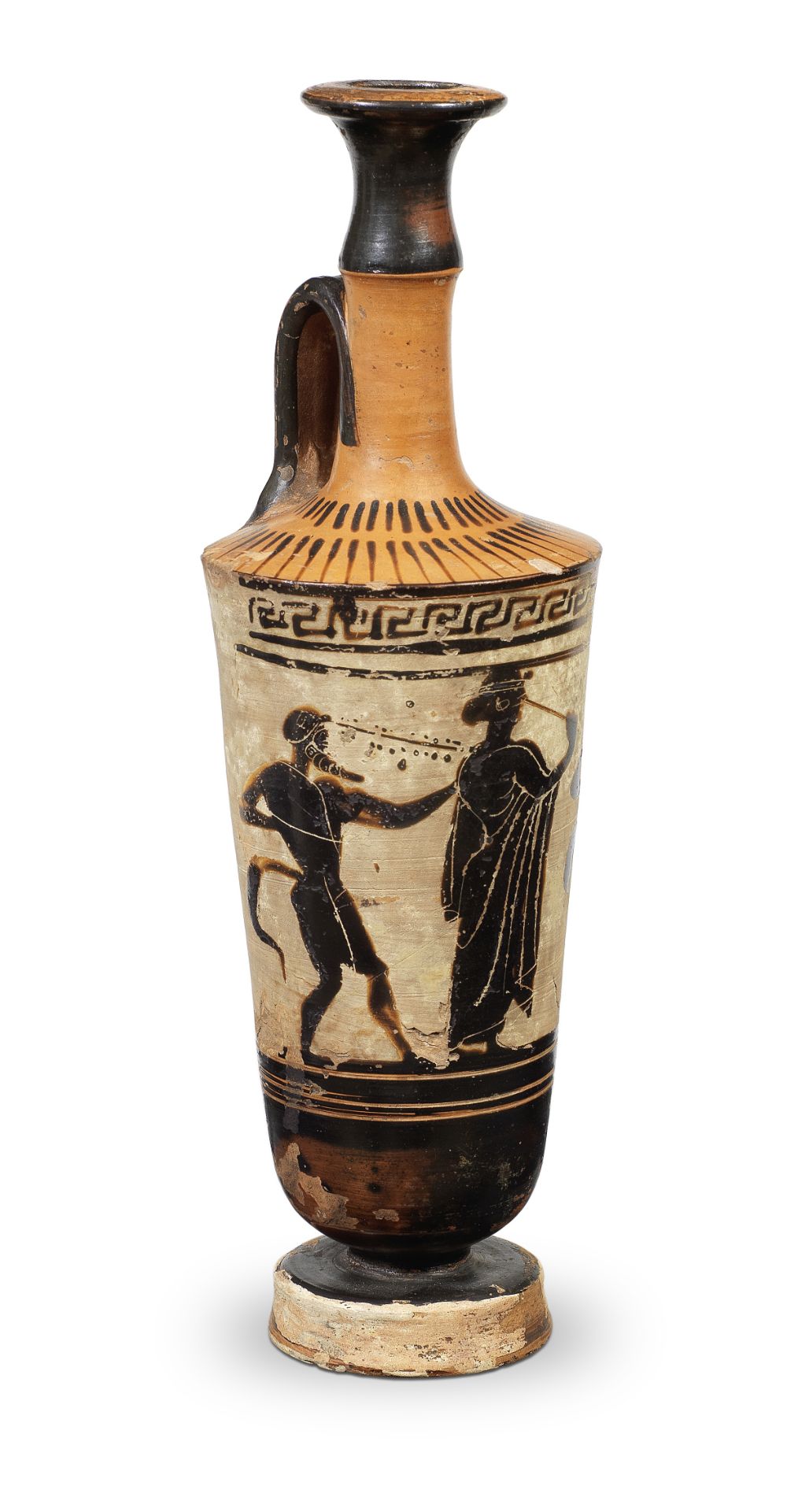 An Attic black-figure white-ground lekythos of 'chimney' type