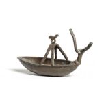 A Sardinian bronze boat-shaped lamp