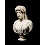 A Roman marble portrait head of a woman