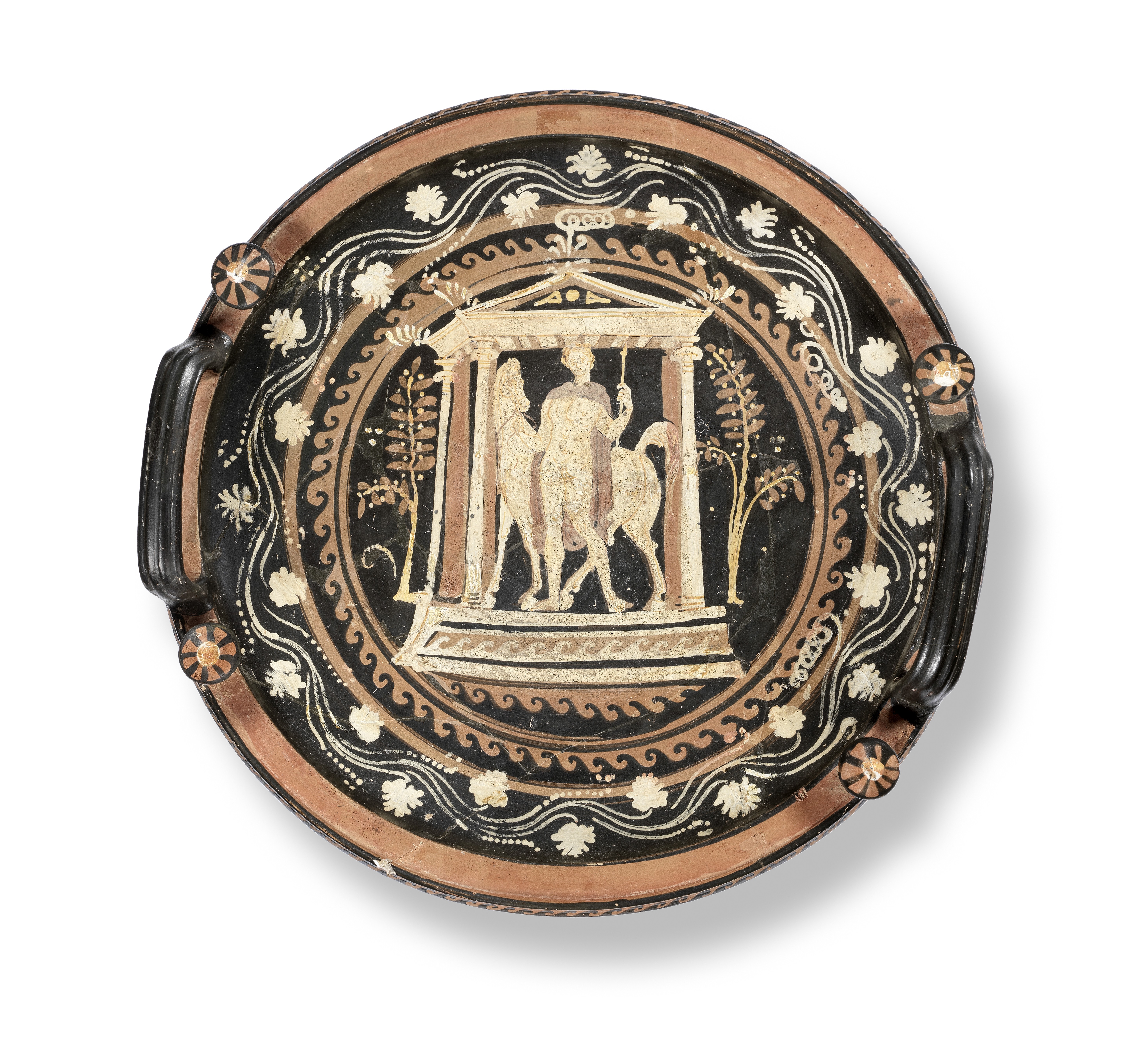 An Apulian red-figure knob-handled patera