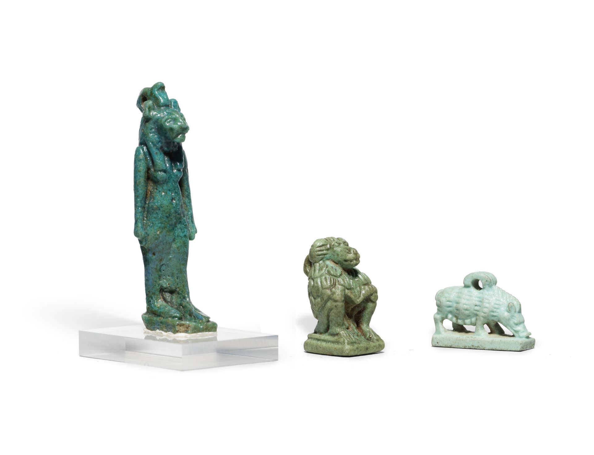 Three Egyptian glazed composition amulets 3