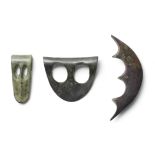 Two Near Eastern bronze axe heads and a Near Eastern bronze attachment 3