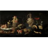 Circle of Juan van der Hamen y León (Madrid 1596-1632) A basket, dish and plates of fruit on a ta...