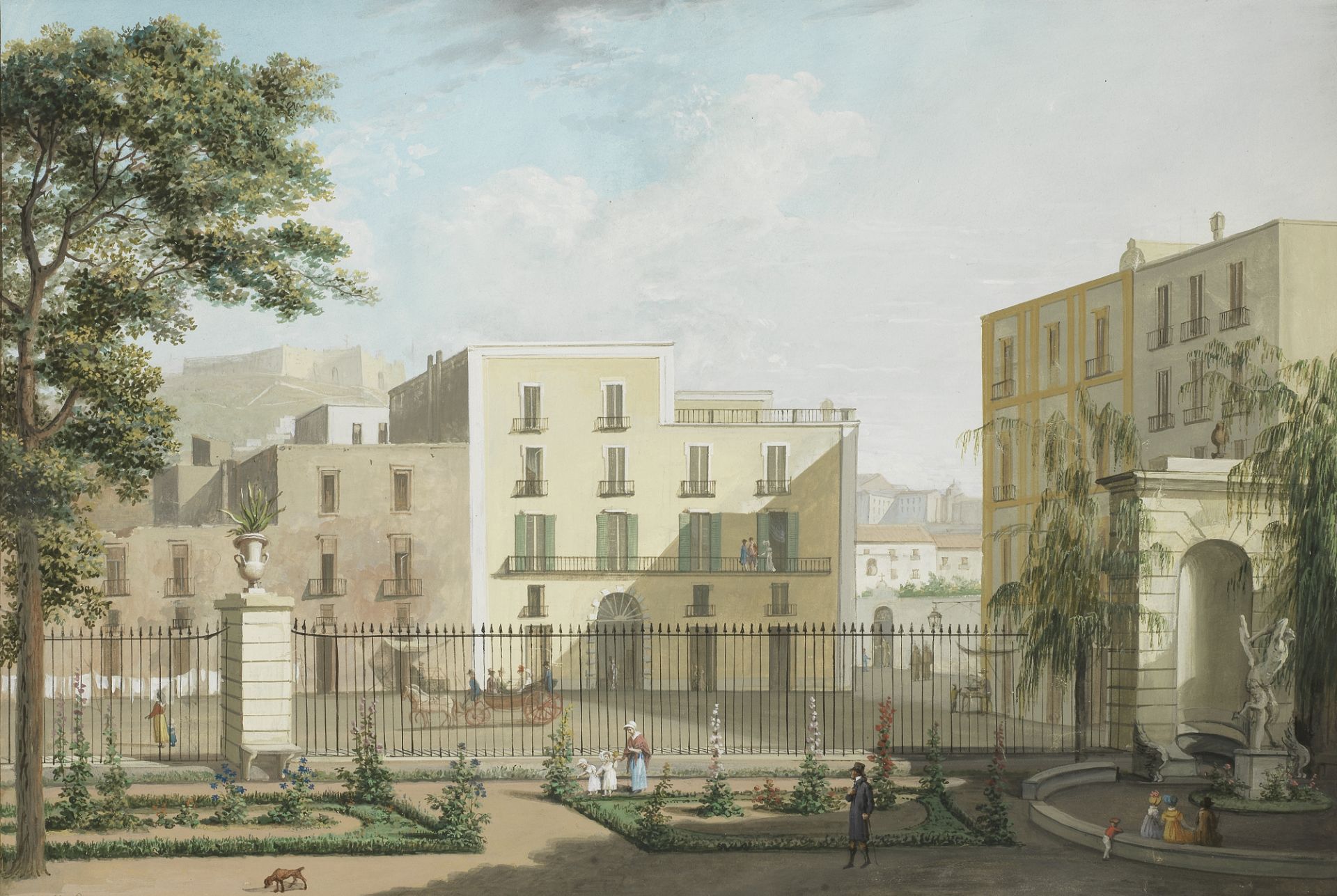 Saverio della Gatta (Naples 1777-1829) View of Naples at Beverello from the side of Palazzo Reale...