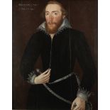 Circle of Marcus Gheeraerts the Younger (Bruges 1561-1635 London) Portrait of a gentleman, three-...