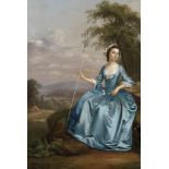 Arthur Devis (Preston 1712-1787 Brighton) Portrait of Mrs Bates as a shepherdess, full-length, se...