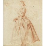 Nicolas Lancret (Paris 1690-1743) Study of a standing lady, and a subsidiary study of a head