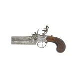 An Unusual 54-Bore Flintlock Box-Lock Rifled Over-And-Under Tap-Action Pistol