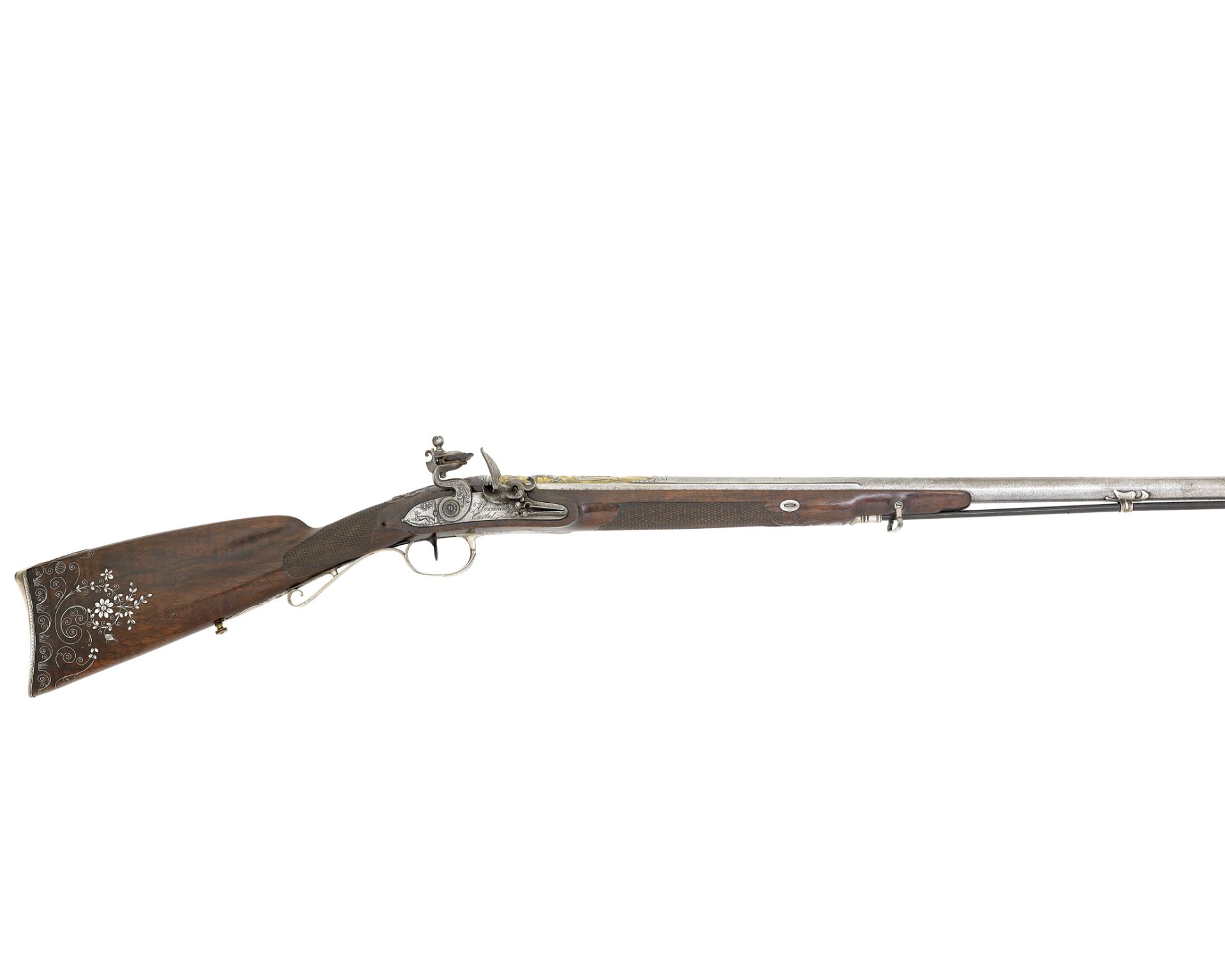 A French 16-Bore Flintlock Silver-Mounted Sporting Gun For The Export Market