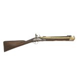 A Brass-Barrelled Flintlock Blunderbuss With Spring Bayonet