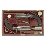 A Fine Cased Pair Of 32-Bore Percussion Over-And-Under Box-Lock Belt Pistols