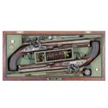 A Fine Cased Pair Of 48-Bore Flintlock Duelling Pistols