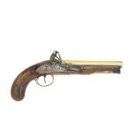 A 25-Bore Flintlock Brass-Barrelled Pistol