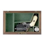 A Cased Liège Pin-Fire Meyers Patent Six-Shot Pocket Revolver Of Small Bore