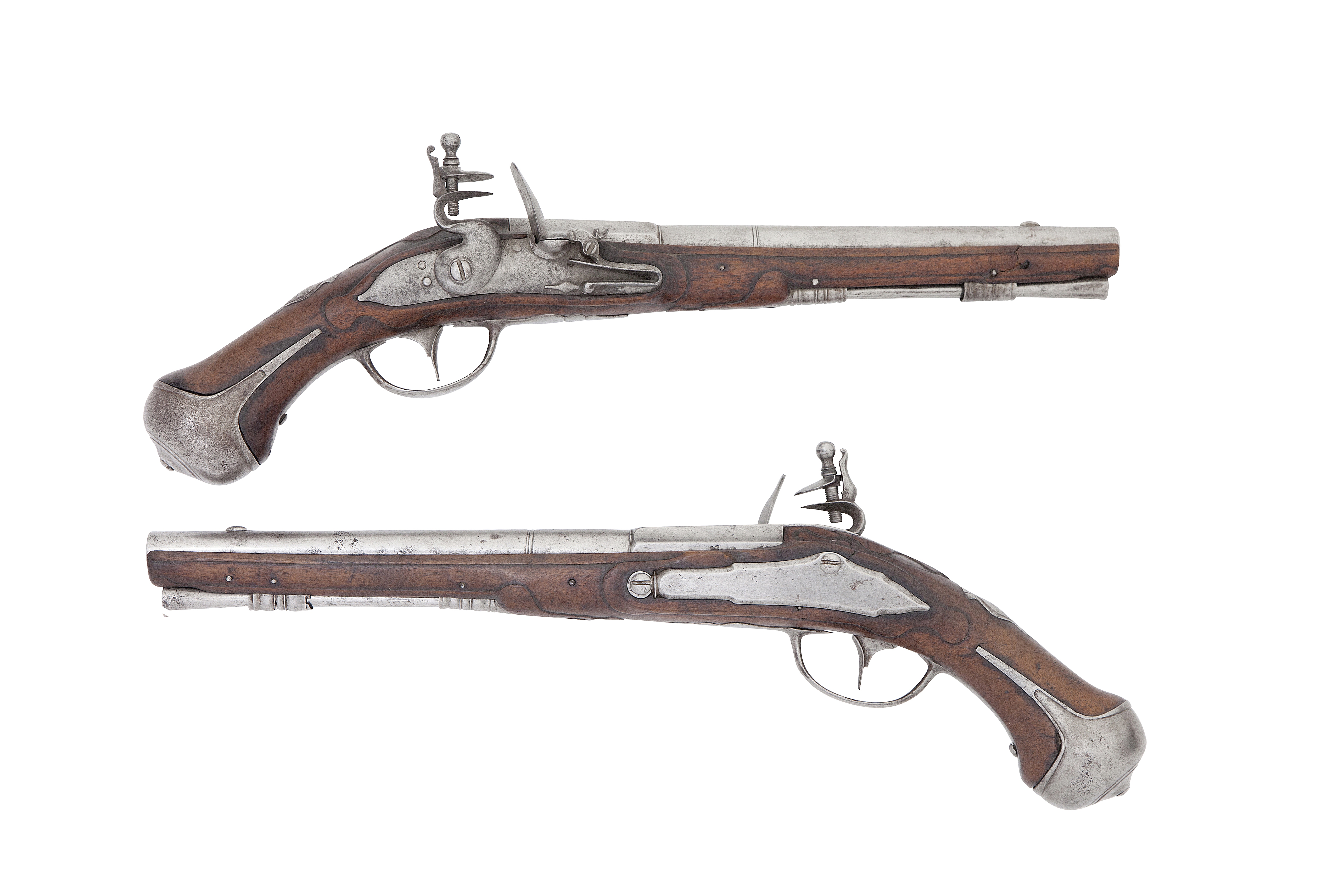 A Pair Of Saxon 20-Bore Flintlock Holster Pistols (2)