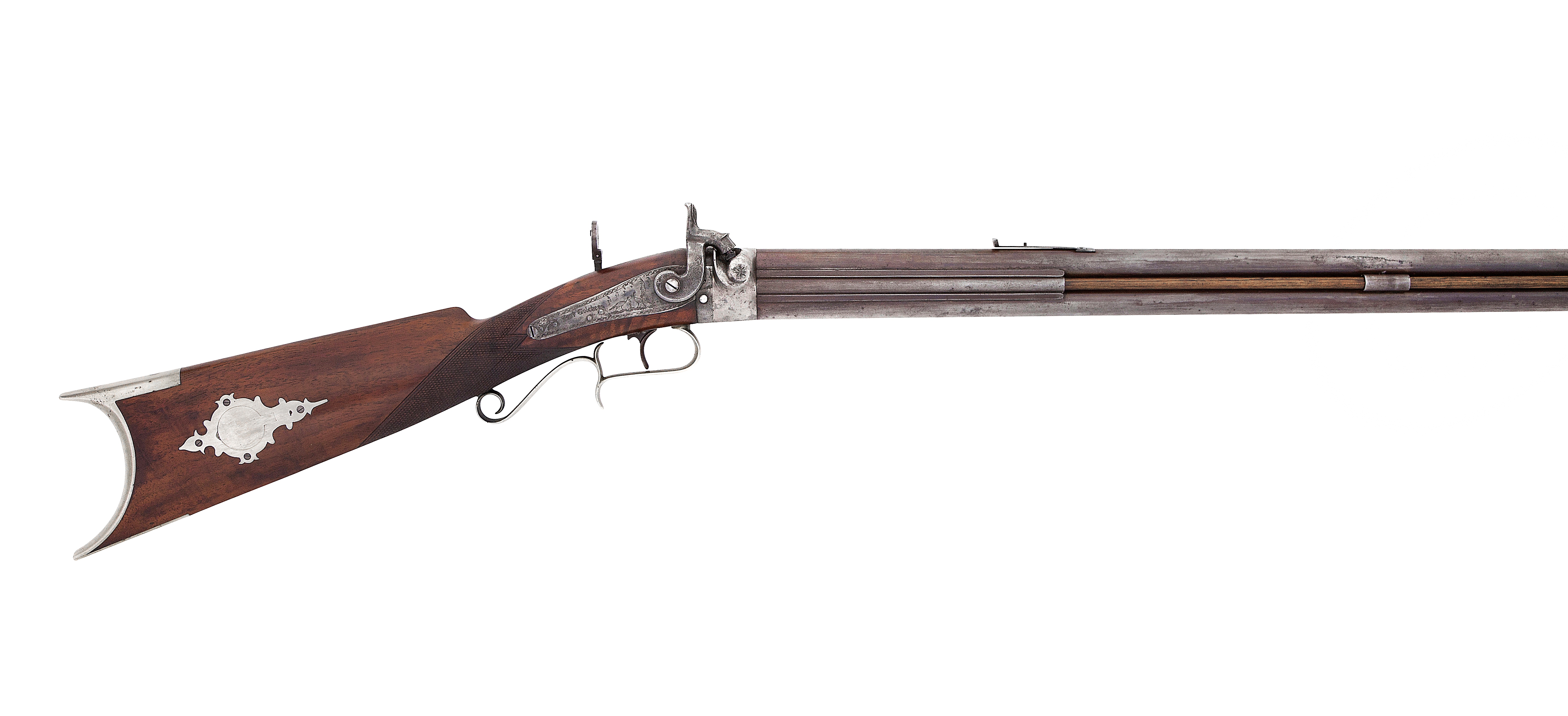 An American Over-And-Under Single-Trigger .450 Bore Percussion Rifle And 20-Bore Gun