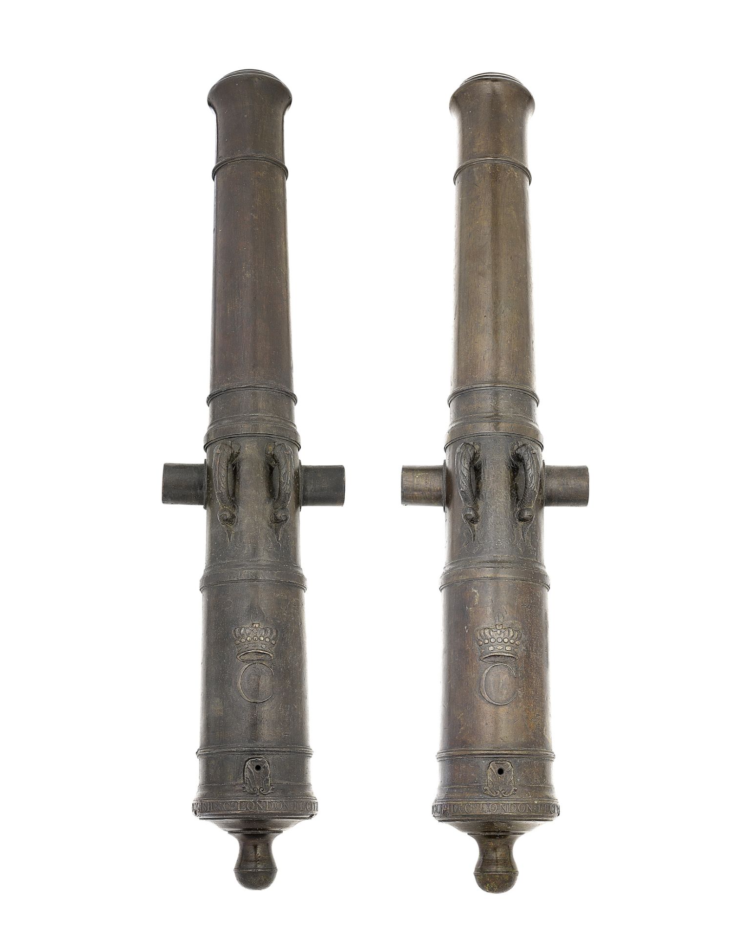 A Fine Pair Of 2 PDR. Bronze Cannon Made For William, 2nd Viscount Courtenay (2)