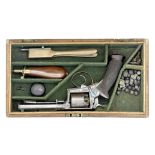 A Rare Cased Early 150-Bore Percussion Variant Adams Patent 1851 Model Double-Action Five-Shot Re...