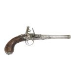 An 18-Bore Flintlock Silver-Mounted Turn-Off Pistol