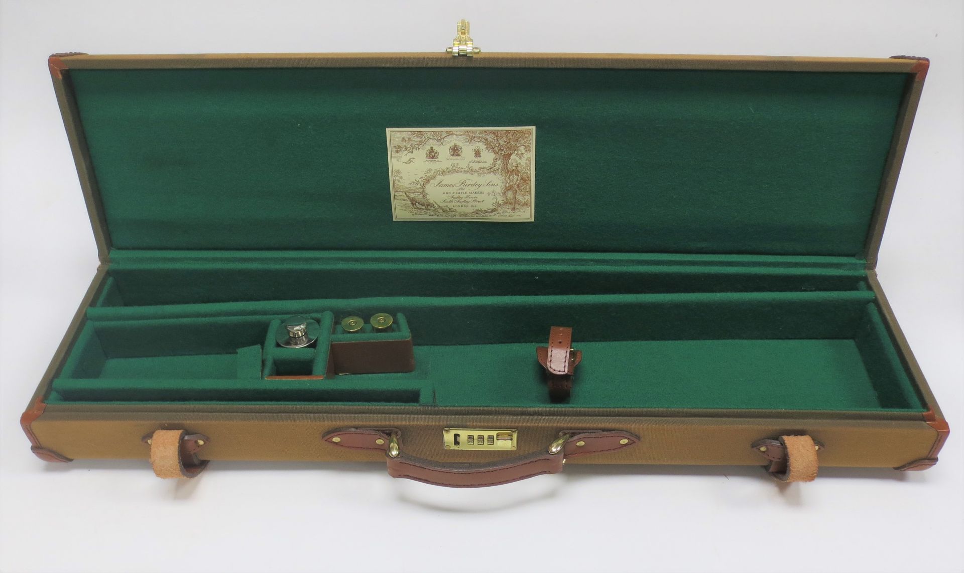 A canvas single guncase With James Purdey reproduction trade-label