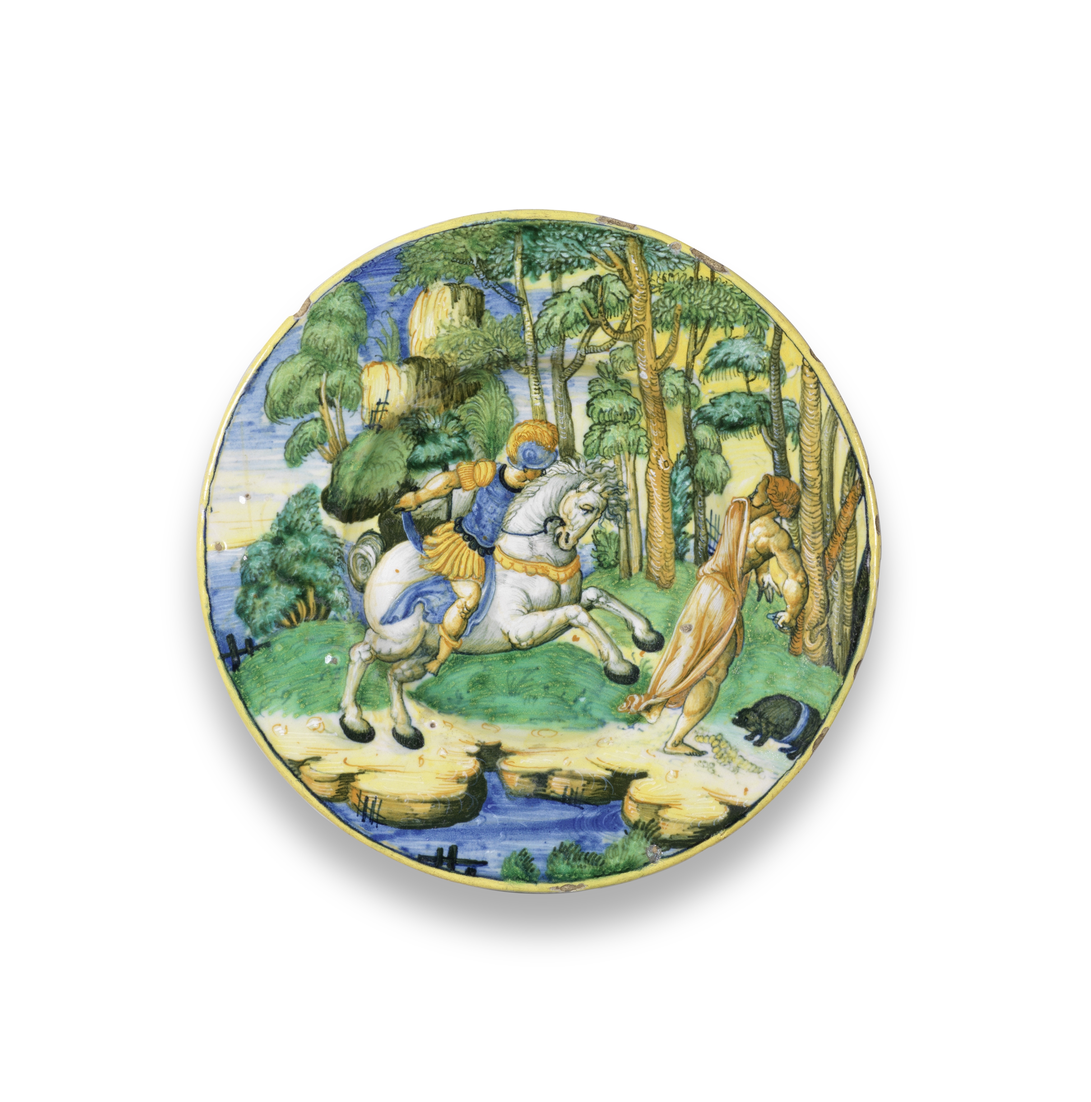 A Maiolica Istoriato dish, Urbino, possibly the workshop of Guido Durantino (Guido Fontana), circ...