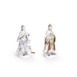 Two Meissen figures of Turkish ladies, mid 18th century