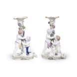 Two Vienna figural candlesticks, circa 1744-49