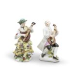 A Meissen figure of lute player, mid 18th century