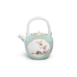 A rare Meissen celadon-ground tea kettle and cover, circa 1730-35