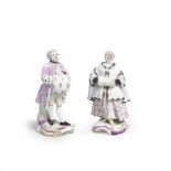 A pair of Frankenthal figures of a lady and gentleman with fur muffs, circa 1765